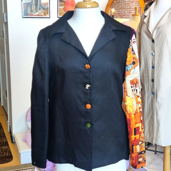 Medium Unique Linen & Silk Gustav Klimt Swing Jacket By St Louis Area Designer - Picture 2 of 14